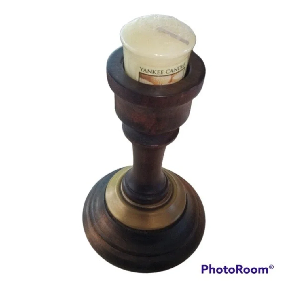 Vintage Mid Century Modern Wooden Candle Holder